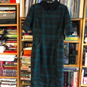 Collectif Vintage UK 14/US 10 Pencil Dress Blackwatch Tartan